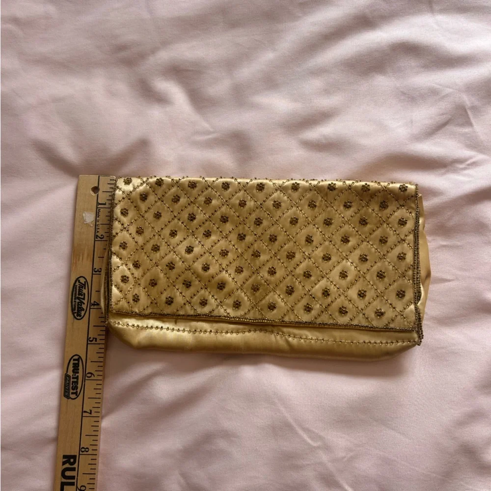 Vintage Beaded Satin Yellow Evening Clutch - La Regale